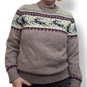 Vintage 90s Robert Bruce Fair Isle Reindeer Knit Sweater Nordic Ski Unisex Wool